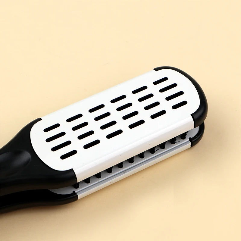 Pro Hairdressing Straightener Hairbrush Nylon Hair Straightening Double Brushes V Shape Comb Clamp Not Hurt Styling Tools DIY