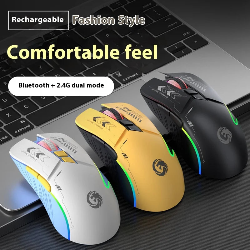 Mechanical Gear Wireless Bluetooth Dual-mode Silent E-sports Gaming Mouse with Type-C Charging