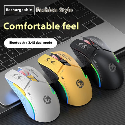 Mechanical Gear Wireless Bluetooth Dual-mode Silent E-sports Gaming Mouse with Type-C Charging