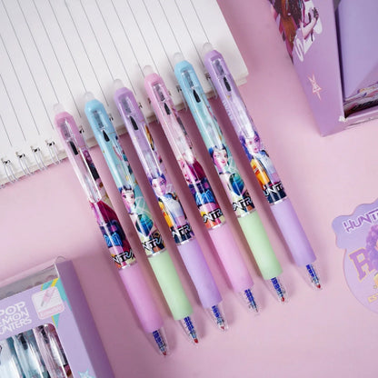 Cute High-Value Press Erasable Gel Pens, Kpop Girls Design 0.5mm, Creative Student School Stationery Supplies Gift
