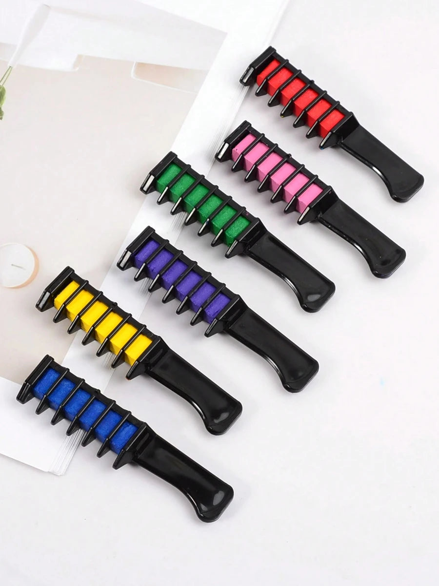 6-Piece Temporary Hair Dye Set, New Chalk Comb Temporary Washable Hair Dye, Suitable for Girls' Birthday Role-Playing DIY