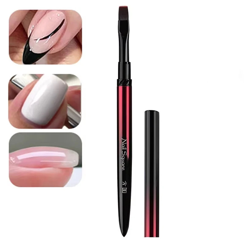 Nail Art Brush Metal Handle Phototherapy Acrylic UV Gel Brush Nails Extension Builder Painting Drawing Pen DIY Manicure Tools