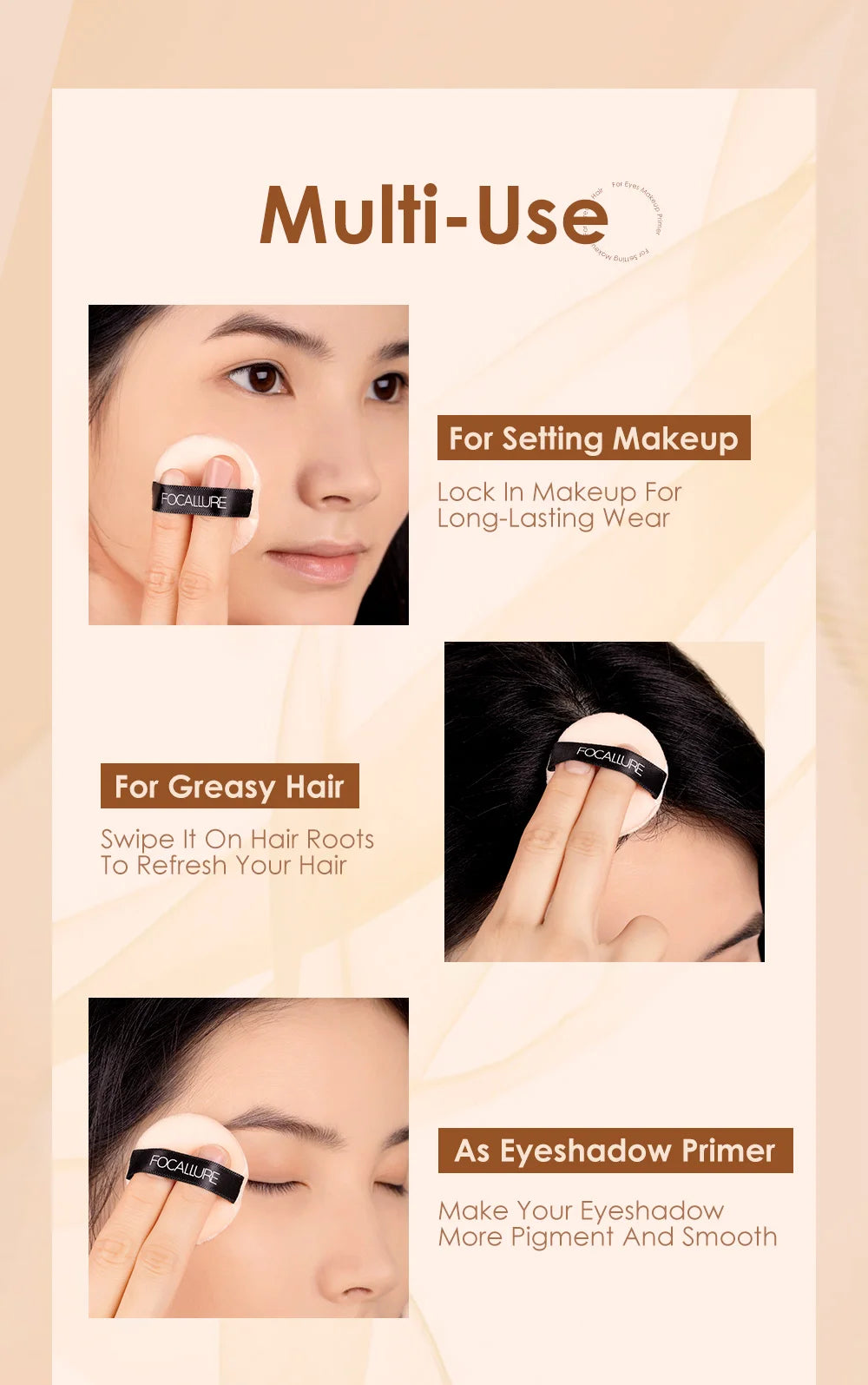 Focallure Face Loose Powder 3 Colors Ultra-Light Perfect Finishing Makeup Powder Waterproof Translucent Setting Powder Cosmetic