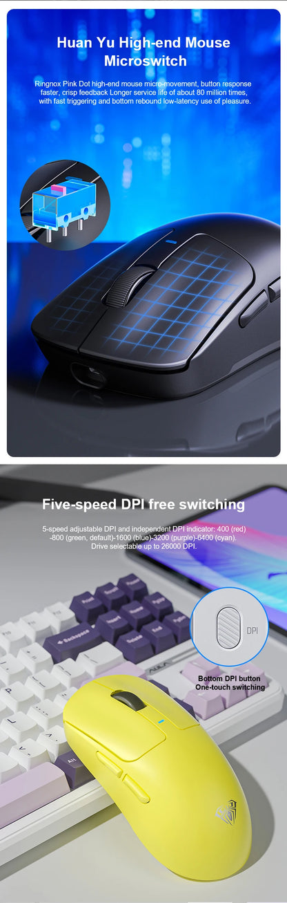 AULA SC680 Gaming Mouse Three Mode 2.4G Bluetooth Wireless Mouse 26000DPI Lightweight Mouse Paw3395 E-sports Gamer For PC