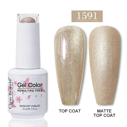 Clou Beaute 15ml Red Color Gel Polish Vernis Semi Permanent UV Varnish Gel Nail Polish Hema TPO Free Nails Art Manicure TOP BASE