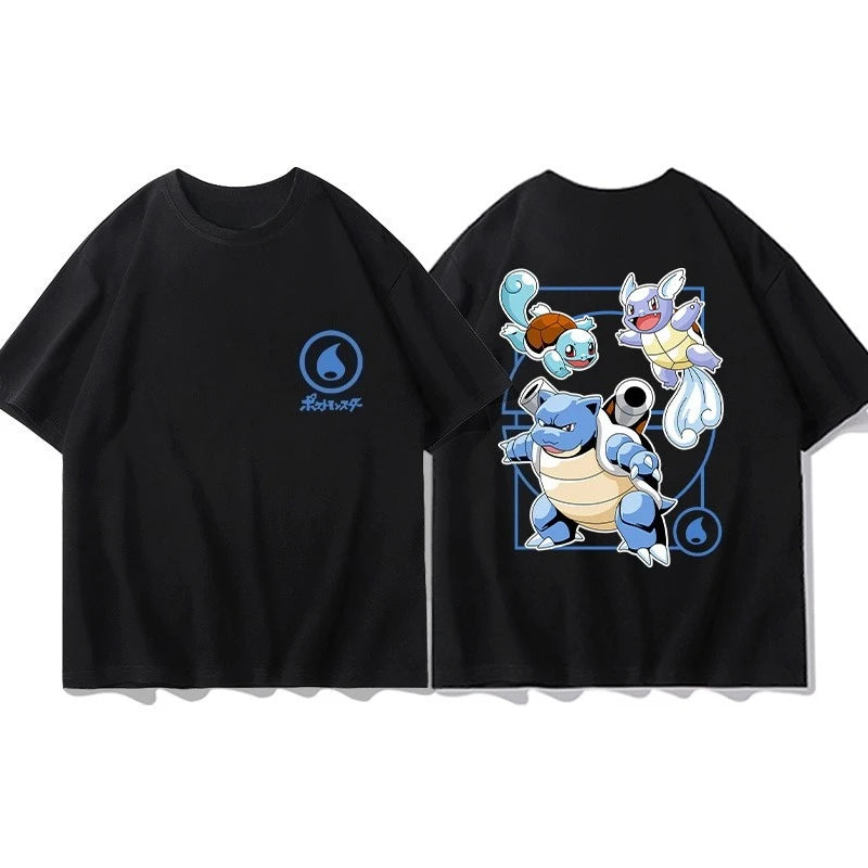 Pokémon Joint Peripheral Products Short Sleeve T-Shirt Gengar Psyduck Mewtwo Printed Men's Boys and Girls Summer New Fashion Top