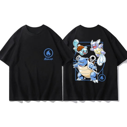 Pokémon Joint Peripheral Products Short Sleeve T-Shirt Gengar Psyduck Mewtwo Printed Men's Boys and Girls Summer New Fashion Top