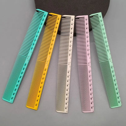 Hair Cutting Comb With Scale Cyan Yellow Ruler Haircut Combs Barber Shop Hairdressing Hairbrush Salon Styling Tools Y0521