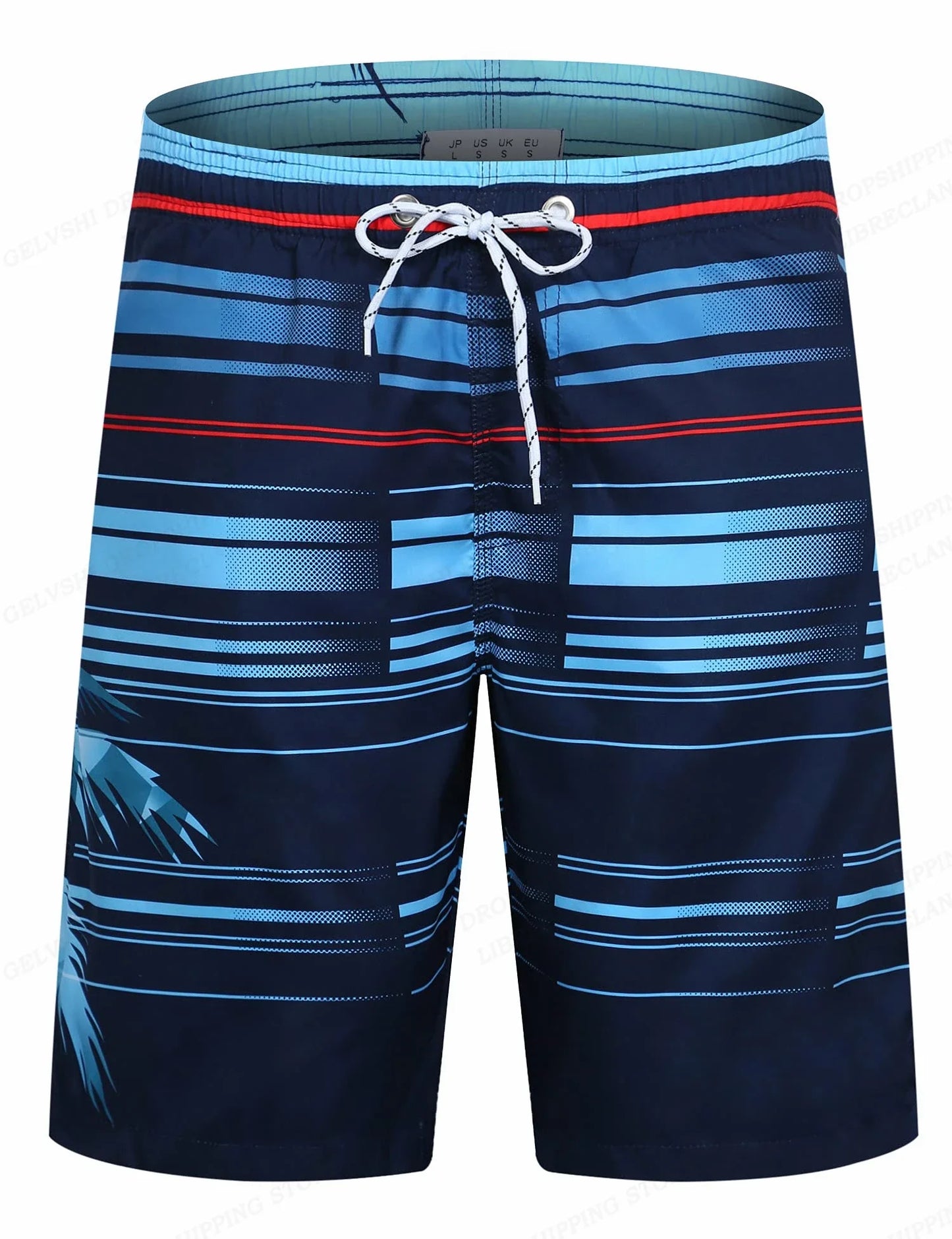 Gradient Stripes Graphic Swim Trunks For Men Colorful Splicing 3D Printed Short Pants Summer Hawaii Surf Swimsuit Beach Shorts