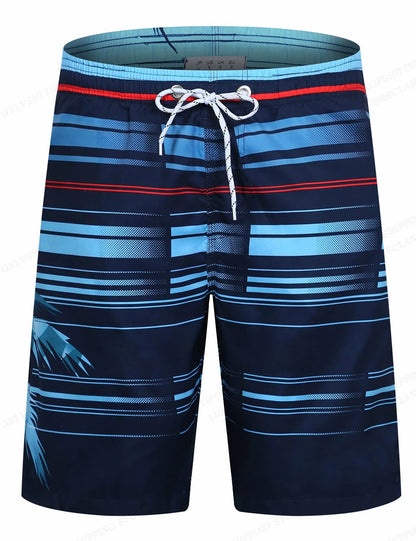 Gradient Stripes Graphic Swim Trunks For Men Colorful Splicing 3D Printed Short Pants Summer Hawaii Surf Swimsuit Beach Shorts