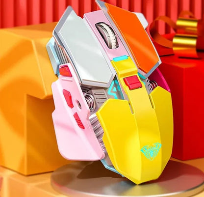 AULA SC300 Ultra-quiet Wireless Gaming Mouse Rechargeable Ergonomic Mechanical Armor Style, Colored and Vibrant Body Design