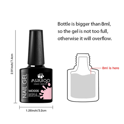 MSRUIOO 6Pcs/Set Colorful Gel Nail Polish Nail Supplies Semi Permanent Soak Off Nail Art Gel Varnish Manicure For Nails