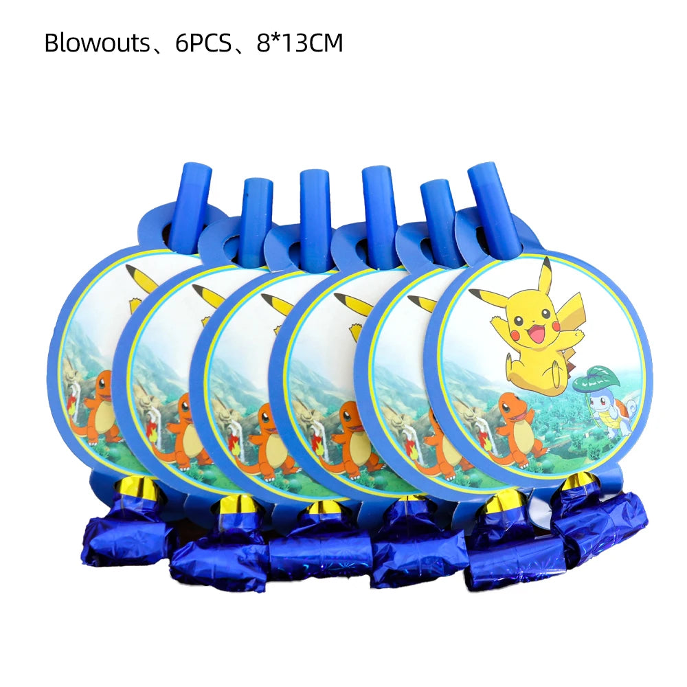 New pokemon birthday party pikachu decoration Balloon Disposable Tableware Tablecloth Straws Cup Plates Baby Shower Supplies Toy