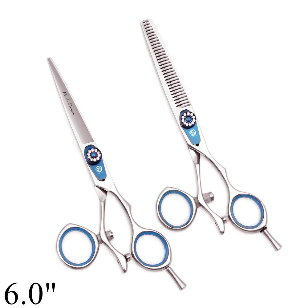 Professional Hairdressing Scissors 5.5" 6" Purple Dragon JP 440C Swivel Thumb Hair Cutting Scissors Barber Thinning Shears Z9019