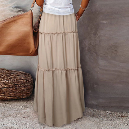 Women’s Boho Maxi Skirt: High-Waisted A-Line Tiered Long Skirt