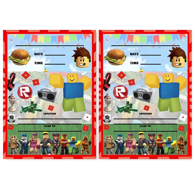 Roblox Birthday Party Invitation Cards (8pcs)