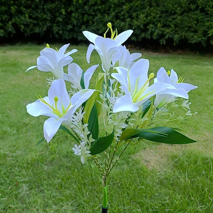 Auto Solar Lily Garden Lights (7 Heads) - Waterproof LED Outdoor Flower Decor for Yard, Pathway, Camping, Wedding | Ground Spike
