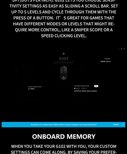 Logitech G102 Lightsync Gaming Mouse with 1ms Response Time for Esports Gamers