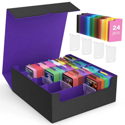 MoKo Trading Card Storage Box 3800+ MTG Deck Box with 24 Colorful Dividers & 5 Card Supporters 5 Row Commander Card Deck Box
