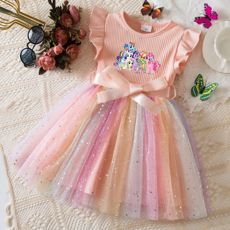 Official My Little Pony "Rainbow Magic" Princess Dress: Lavender Ribbed Bodice & Sequin Tulle Tutu