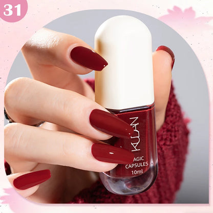 KUDAN Dark Burgundy Nail Polish, Alcohol-Free - Long-Lasting Formula Quick Drying Without Lighting, Glossy And Shiny Surface
