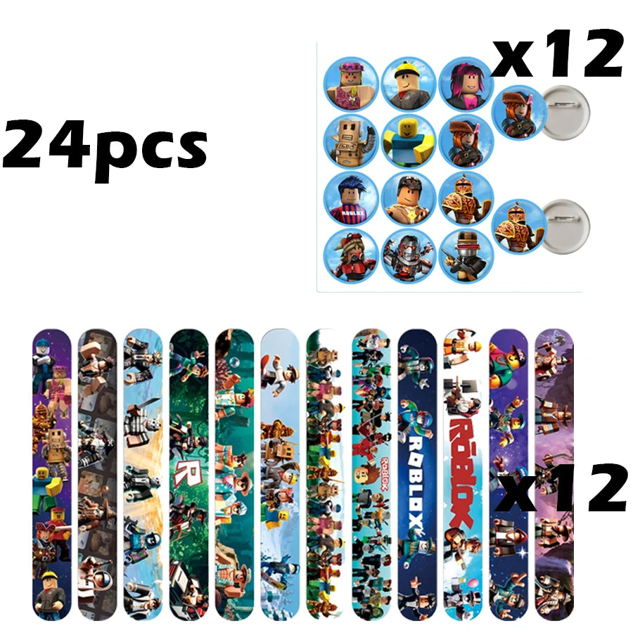 Hot Roblox Party Favors Gifts Slap Bracelets Stickers Goodie Bag Fillers Supplies Children's Birthday Souvenirs Decoration Toys
