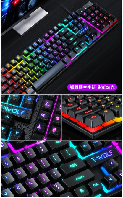 T-WOLF 4-in-1 Ultimate Gaming Combo: RGB Keyboard, Mouse, Headset & Pad