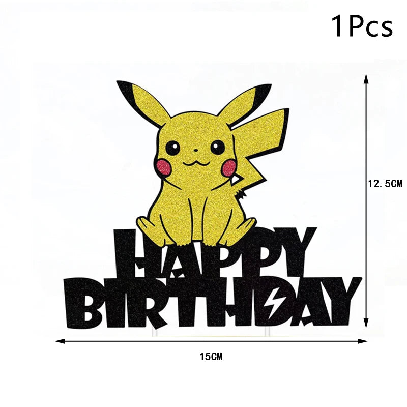 Pokemon Cake Topper Anime Figure Pikachu Party Happy Birthday Pokemon Cake Decoration Supplies Kids Gift