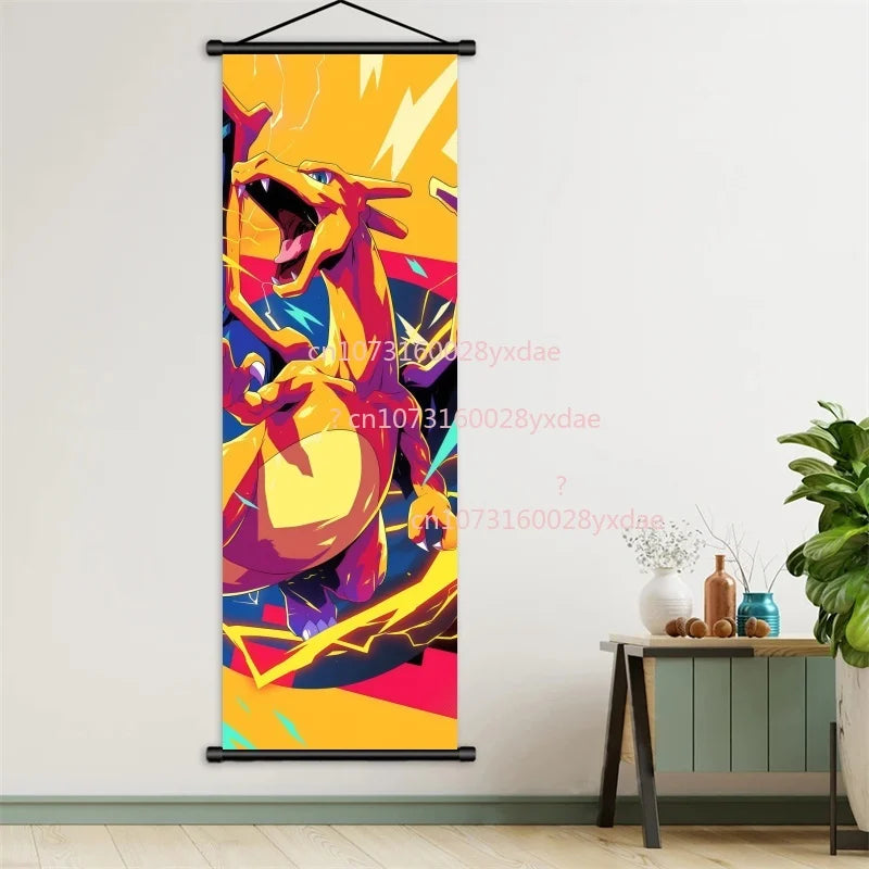 Printed Poster Anime Wall Artwork Gengar Pictures Charizard Painting Canvas Pikachu Hanging Scrolls Home Room Decor