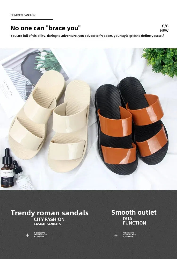 Korean Style Summer Roma Sandals With Thick Bottom And Soft Sole Simple Mom Shoes Jelly Beach Slippers Casual Women's Shoes
