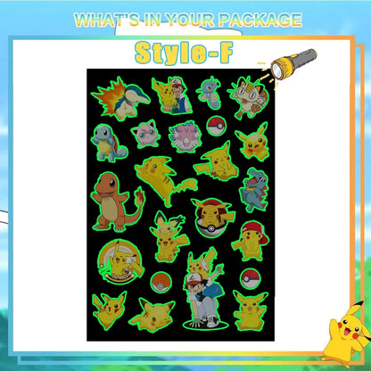 8pcs Luminous Pokemon Pikachu Cute Tattoo Stickers Arm Face Glowing Body Art Children Temporary Tattoo Kids Gift Party Supplies