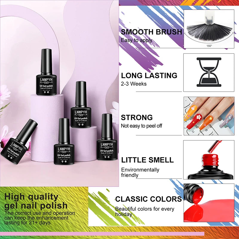 Professional Gel Nail Polish Kit Semi Permanent Gel Varnish Set Nail Art Manicure Kit And UV LED Nail Dryer Electric Nail Drill