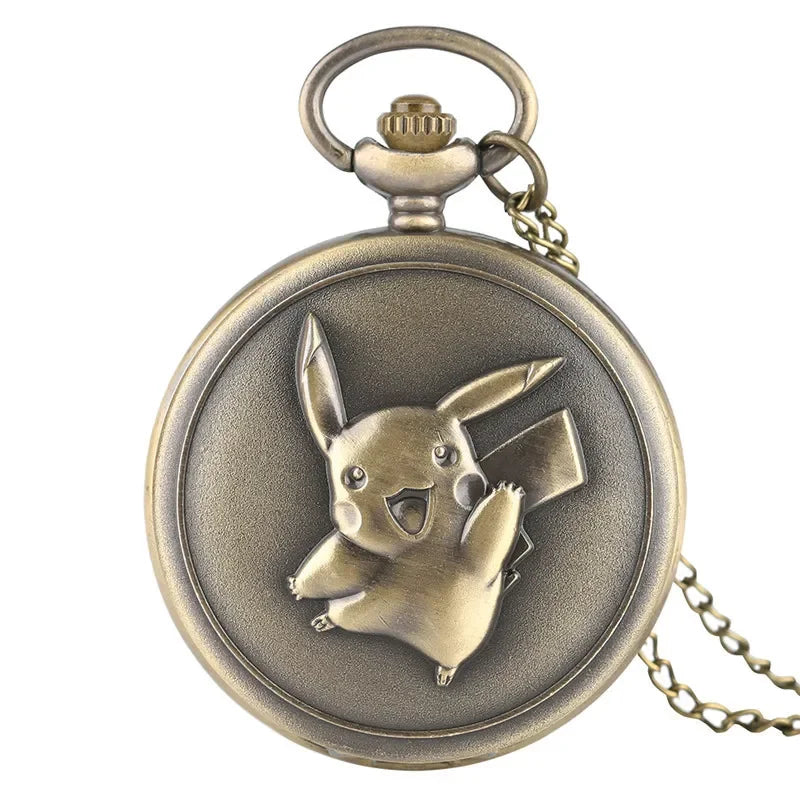 Anime Pikachu Go Pocket Watch for Children Birthday Gift Cartoon Peripherals Quartz Flap Pocket Watch Student Portable Watches