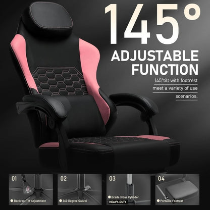 Massage Gaming Chair with Footrest 🎮🪑