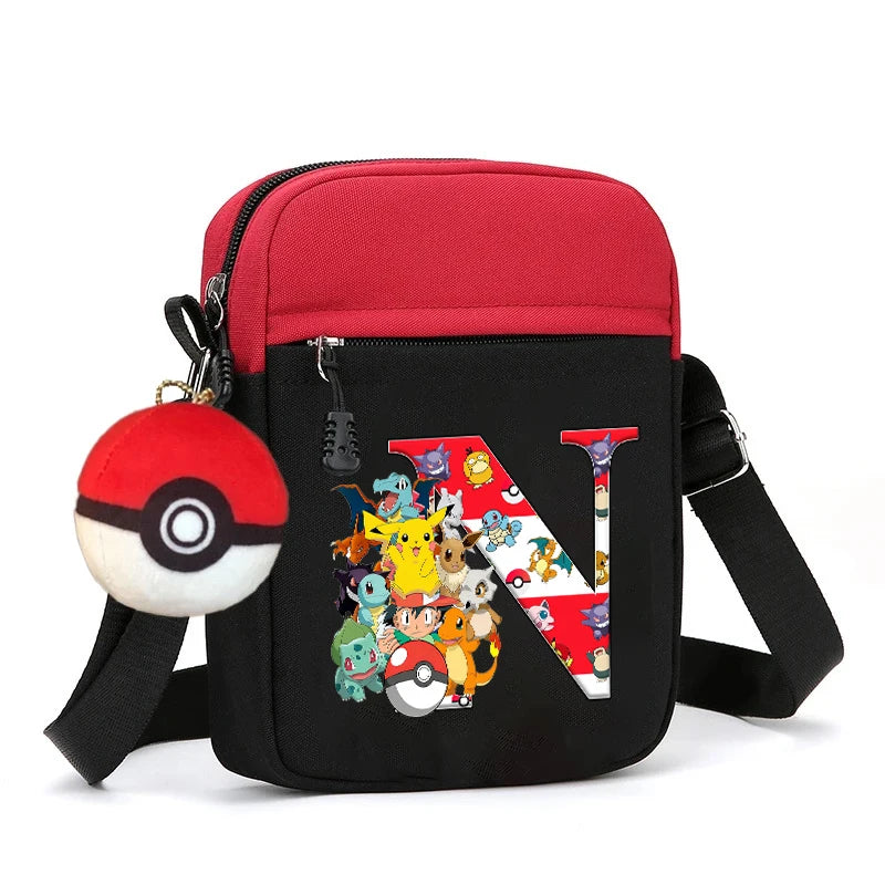 Cute Pokemons Letter A-Z Chest Packs Anime Pikachus Boy Girl Daily Travel Phone Pouch Shoulder Bag Outdoor Sport Crossbody