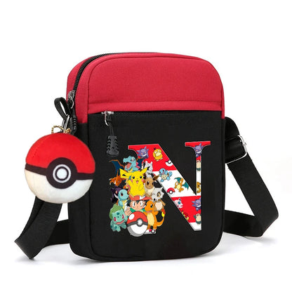 Cute Pokemons Letter A-Z Chest Packs Anime Pikachus Boy Girl Daily Travel Phone Pouch Shoulder Bag Outdoor Sport Crossbody