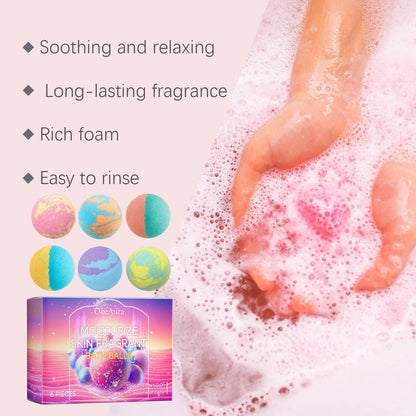 OceAura Bath Bubble Balls for Women Soft Smooth Clean Body Care Moisturizing Skin Elasticity Enhancement Shower Gift Set 6pcs