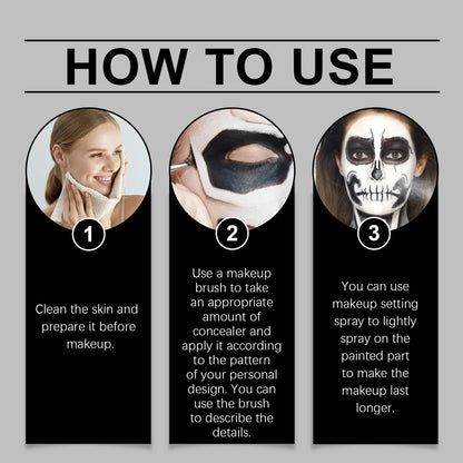 Eelhope Halloween Quick Dry Liquid Face Paint Body Paint Costume Party Waterproof Face Body Art Makeup with Brushes Washable