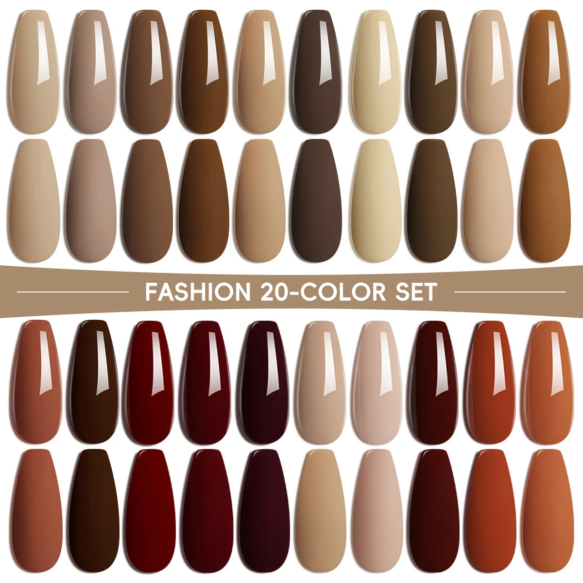 XEIJAYI 20PCS 15ml High-Shine Gel Nail Polish Set in Multiple Colors Soak Off UV/LED, Formaldehyde & Alcohol Free, Perfect