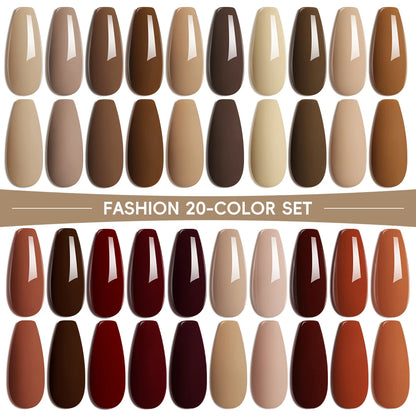 XEIJAYI 20PCS 15ml High-Shine Gel Nail Polish Set in Multiple Colors Soak Off UV/LED, Formaldehyde & Alcohol Free, Perfect