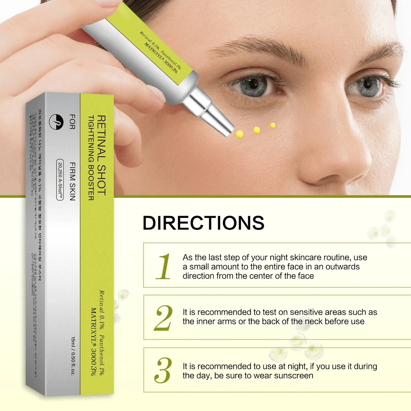 Retinal Shot Tightening Booster: 0.1% Nano-Retinal & Matrixyl 3000 Anti-Aging Serum