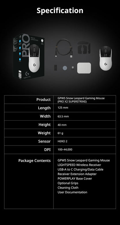 Logitech G PRO X2 SUPERSTRIKE Wireless Mouse, 44000DPI, 8000Hz