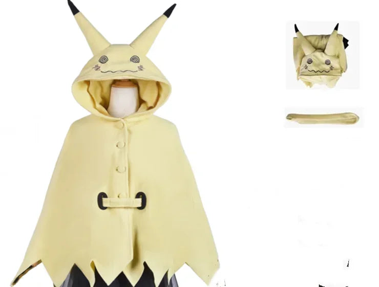 TAKARA TOMY Pokemon Mimikyu Cosplay Costume Anime Cartoon Cute Women Kigurumi Cloak Dress Halloween Outfit Cloak for Adult