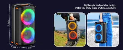 T27 Wireless Bluetooth Speaker, Karaoke Machine with 2 Microphone, Home Karaoke Party Speaker with Led Light