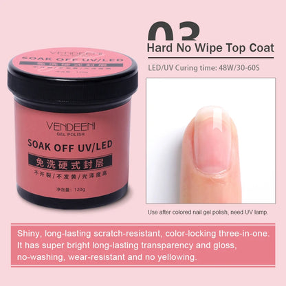 Vendeeni 120g High Capacity Nail Art Functional Gel No Wipe Top Coat Base Coat Painless Extension Gel Leveling Reinforcing Gel