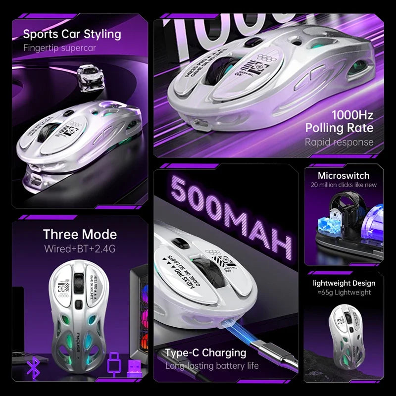 Lenovo Tri-mode Wireless Bluetooth Mouse Lightweight Computer Rgb Illuminated Gaming Mouse Portable Tablet Universal Mouse