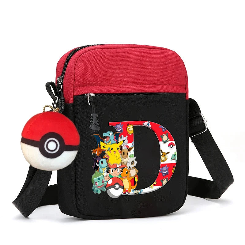 Cute Pokemons Letter A-Z Chest Packs Anime Pikachus Boy Girl Daily Travel Phone Pouch Shoulder Bag Outdoor Sport Crossbody