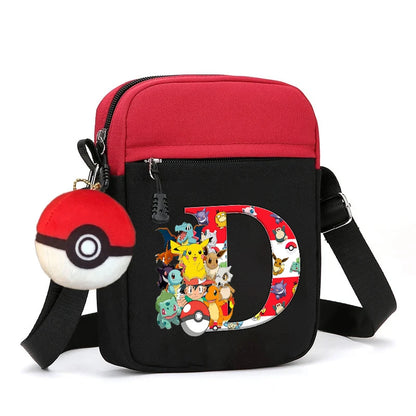Cute Pokemons Letter A-Z Chest Packs Anime Pikachus Boy Girl Daily Travel Phone Pouch Shoulder Bag Outdoor Sport Crossbody