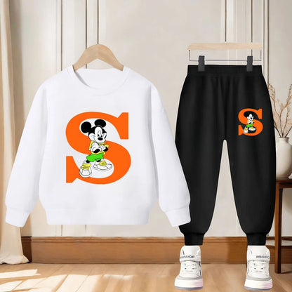 Disney Spring and Autumn Mickey Printed Boys 2-piece Sets Children's Casual Sweatshirt and Sweatpant 2pcs Set Kids Hoodies Set