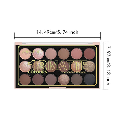 18Color Eyeshadow Palette Pearlescent Matte Fine Shimmer Glitter Earth Tones Long Lasting High Performance Beauty Makeup